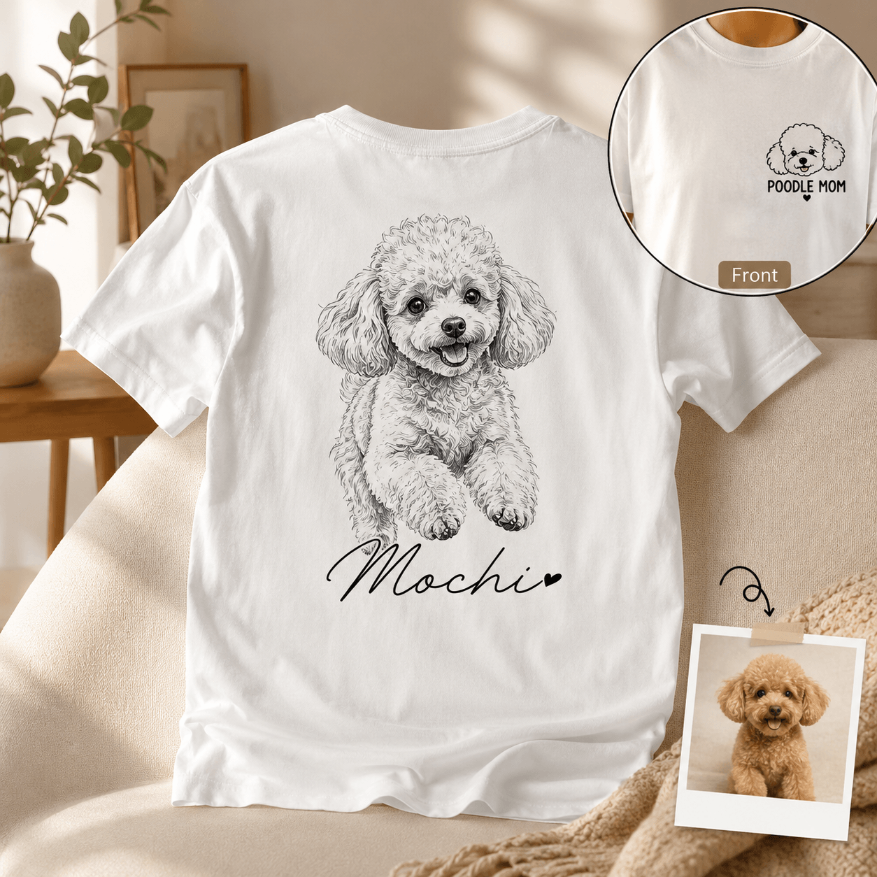 Custom Pet Portrait Shirt from Photo, Personalized Pencil Sketch Dog Cat Tee, Cat Mom Dog Dad Shirt with Name, Pet Lover Gift