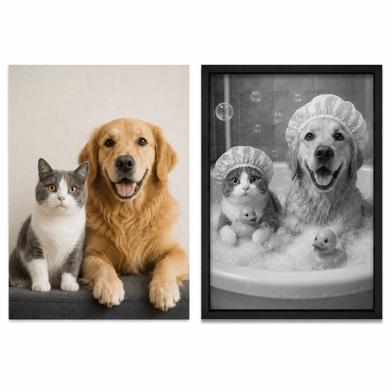 Custom Pet Portrait, Funny Bathroom Canvas Print, Dog Toilet Art (Poster/Canvas,Frame Canvas) - Printoni