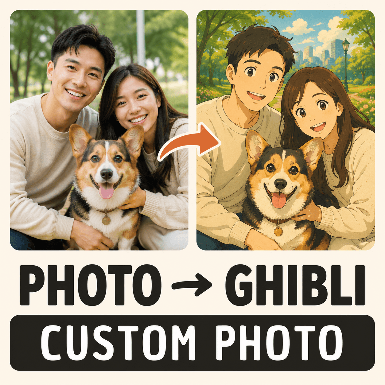 Custom Anime Style Portrait from Photo – Personalized Family Pet Canvas Wall Art Gift