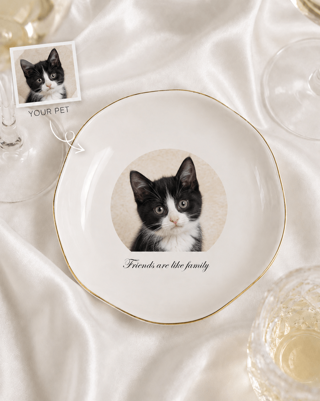 Custom Pet Portrait Plate from Photo – Personalized Dog Cat Ceramic Keepsake Gift