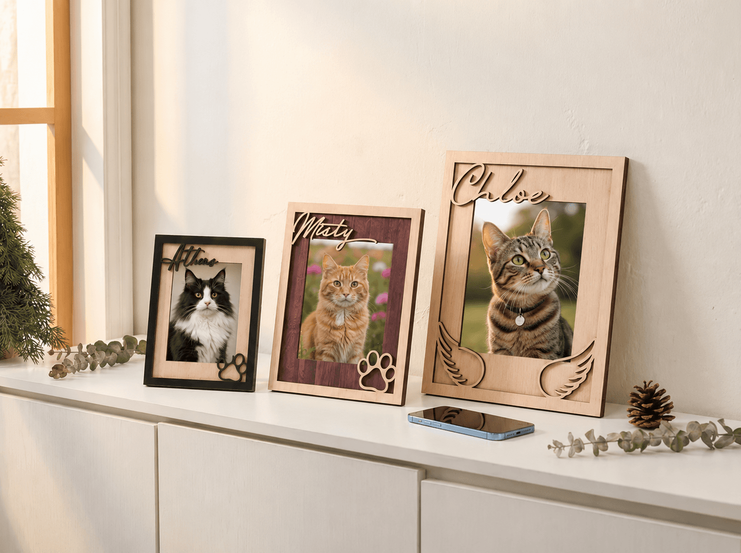 Custom Pet Memorial Picture Frame – Personalized Wooden Dog Photo Frame, Rainbow Bridge Loss Gift - Printoni