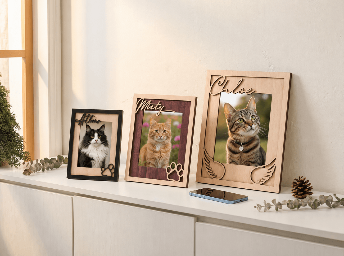 Custom Pet Memorial Picture Frame – Personalized Wooden Dog Photo Frame, Rainbow Bridge Loss Gift - Printoni