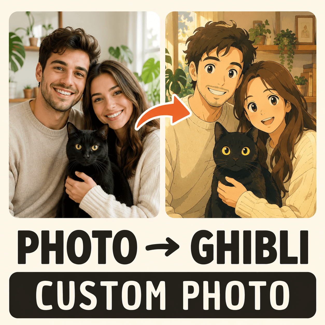 Custom Anime Style Portrait from Photo – Personalized Family Pet Canvas Wall Art Gift
