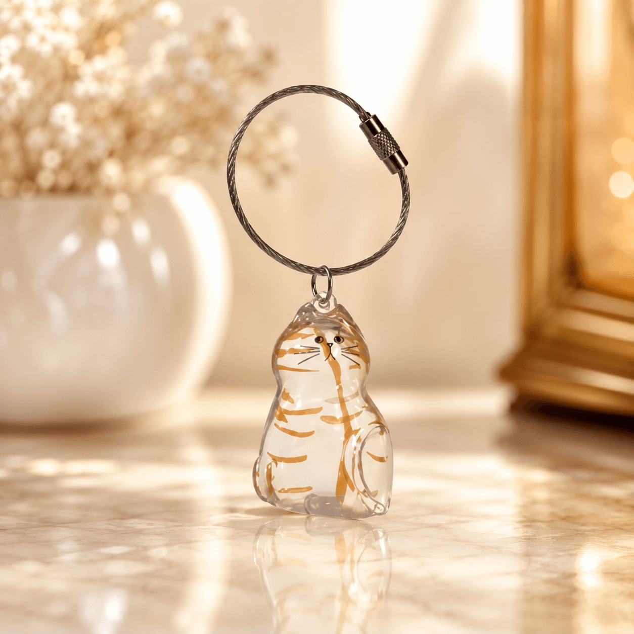 Cat Pet Fur Keepsake Keychain – Memorial Hair Holder Bottle, Pet Loss Gift for Cat Lovers