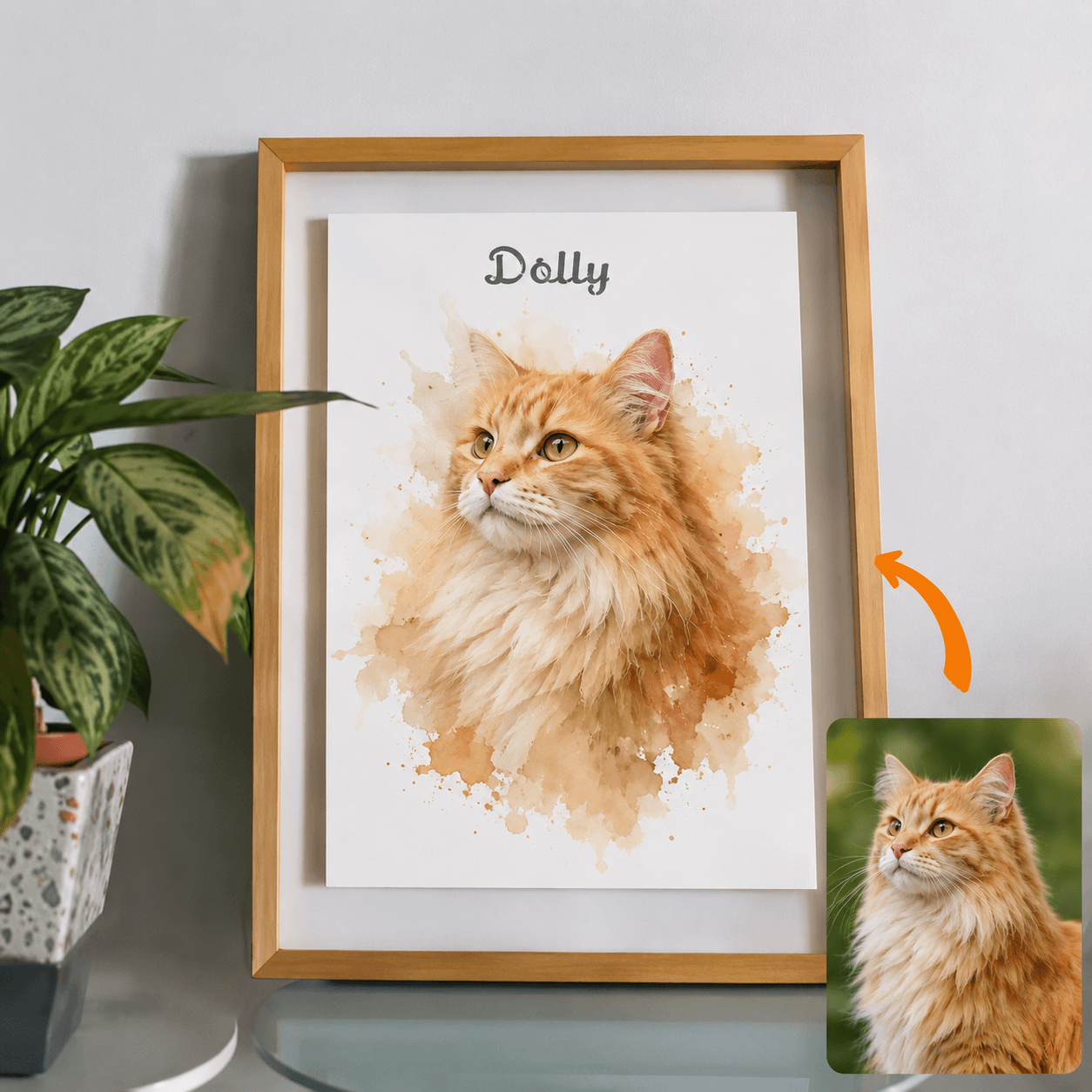Custom Pet Memorial Canvas from Photo – Personalized Watercolor Dog Cat Portrait Loss Gift