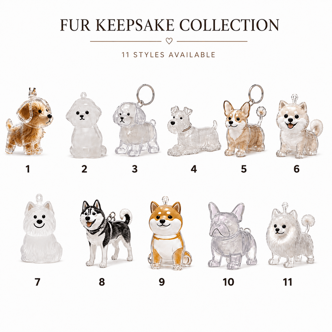 Custom Pet Fur Keepsake Ornament – Personalized Dog Memorial Glass Figurine, Pet Loss Gift