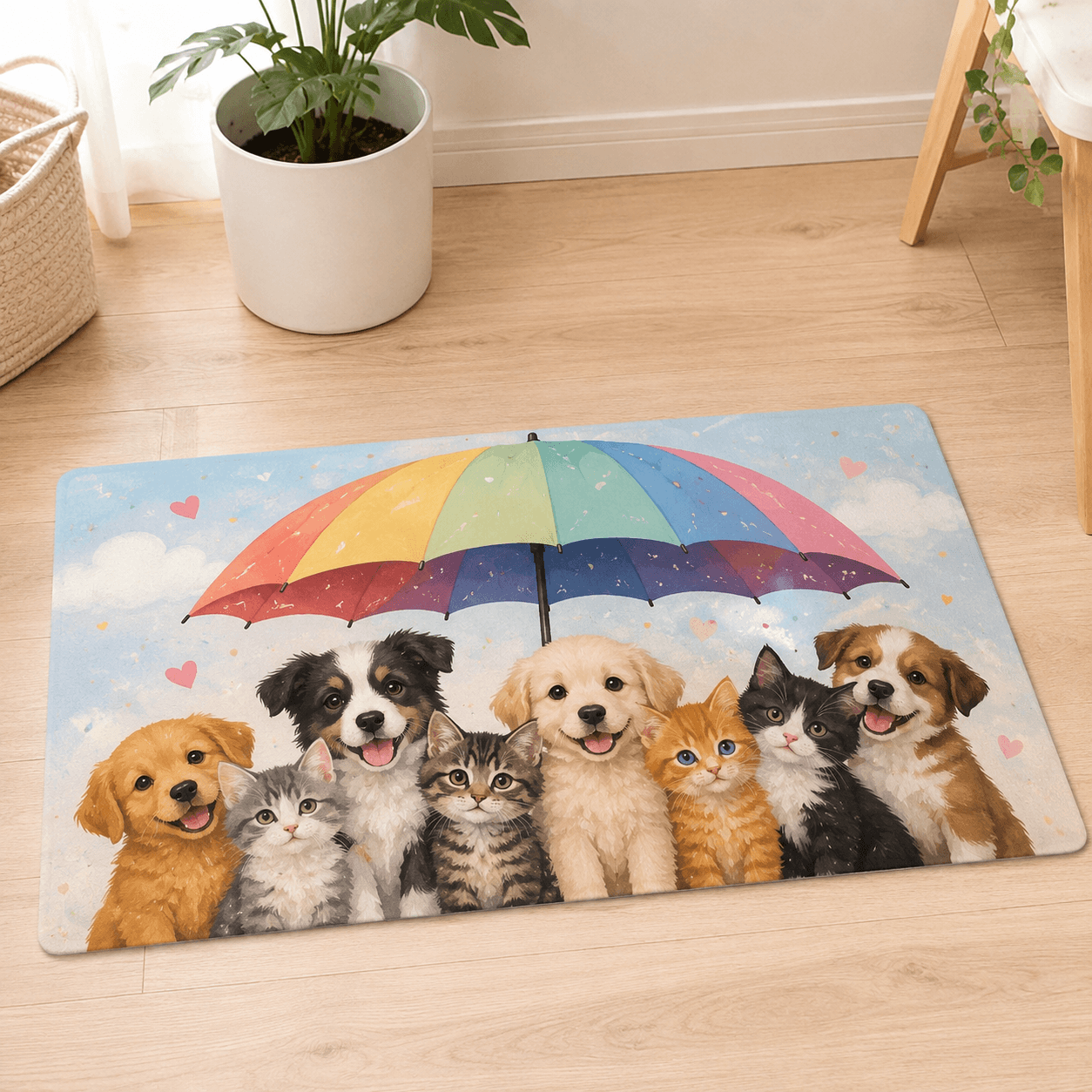 Corgi Fall Doormat – Cute Autumn Corgi Door Mat with Umbrella, Corgi Lover Gift Decor