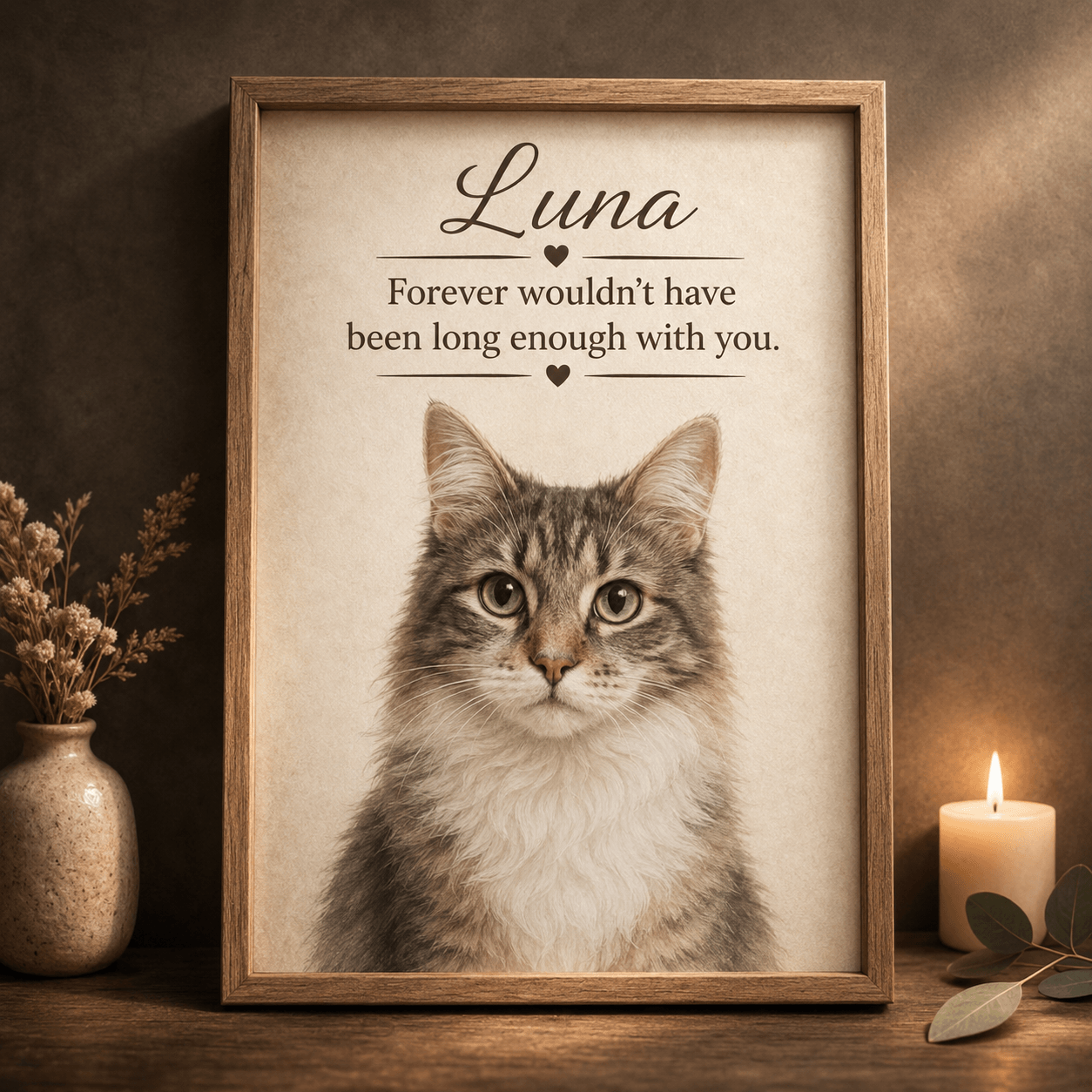 Custom Cat Memorial Canvas Print | Personalized Pet Portrait from Photo | Sympathy Gift for Dog Loss - Printoni
