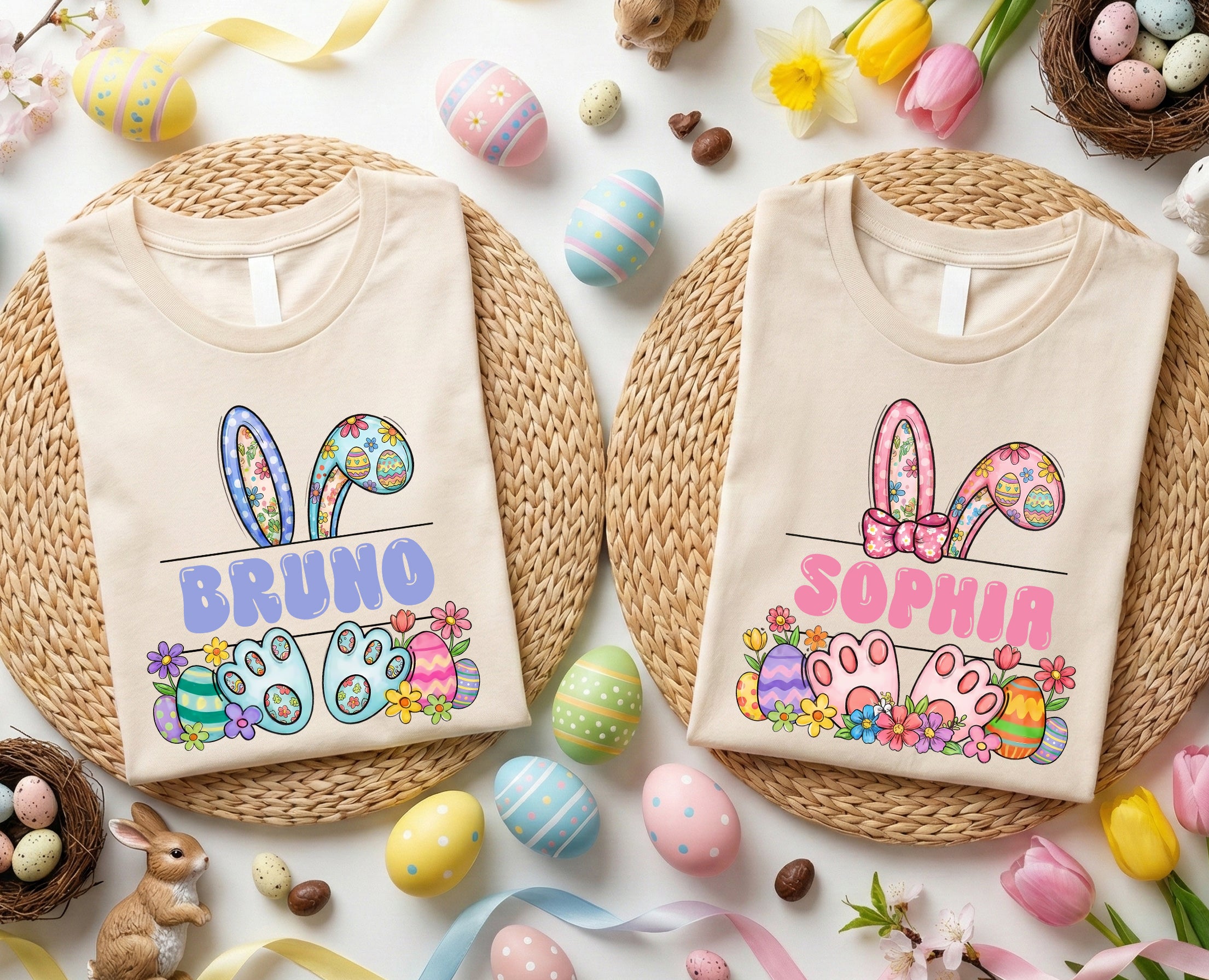 Personalized Easter Bunny Name Shirt – Custom Cute Bunny Ears Comfort Colors Tee Gift