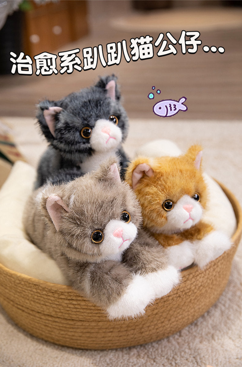 Cute Artificial Cat Doll, Lying Cat Plush Toy Doll, Kidsren's Comfort Rag Doll, Birthday Gift for Girls
