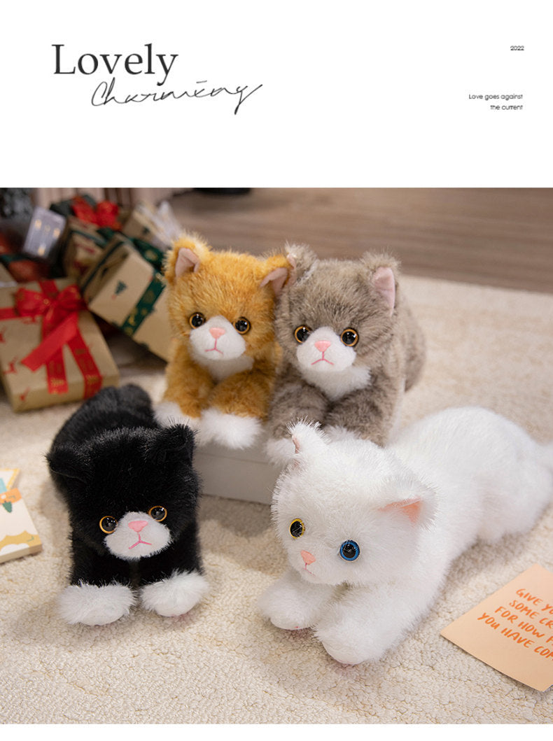 Cute Artificial Cat Doll, Lying Cat Plush Toy Doll, Kidsren's Comfort Rag Doll, Birthday Gift for Girls