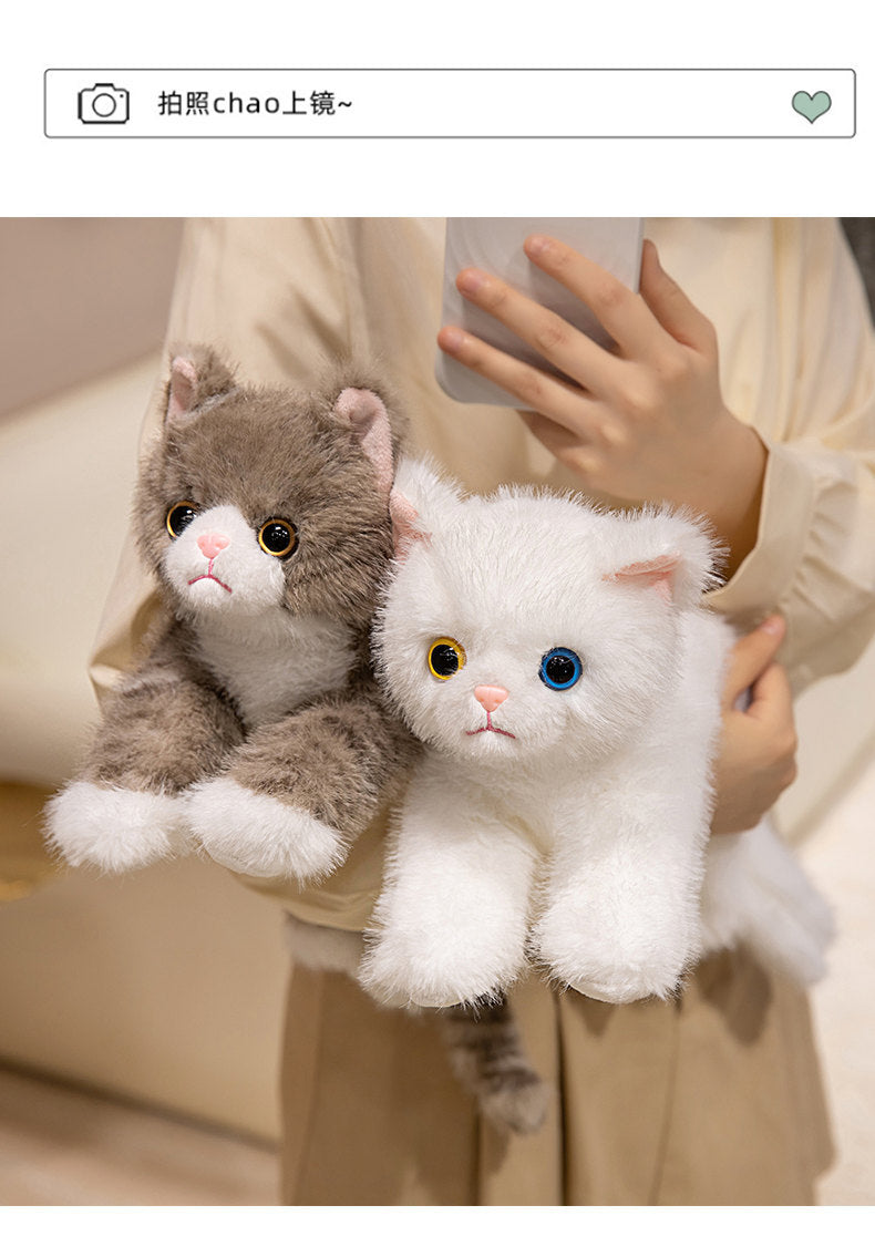 Cute Artificial Cat Doll, Lying Cat Plush Toy Doll, Kidsren's Comfort Rag Doll, Birthday Gift for Girls