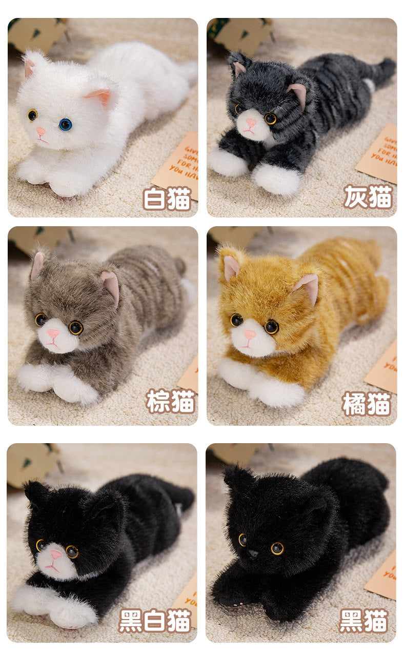 Cute Artificial Cat Doll, Lying Cat Plush Toy Doll, Kidsren's Comfort Rag Doll, Birthday Gift for Girls