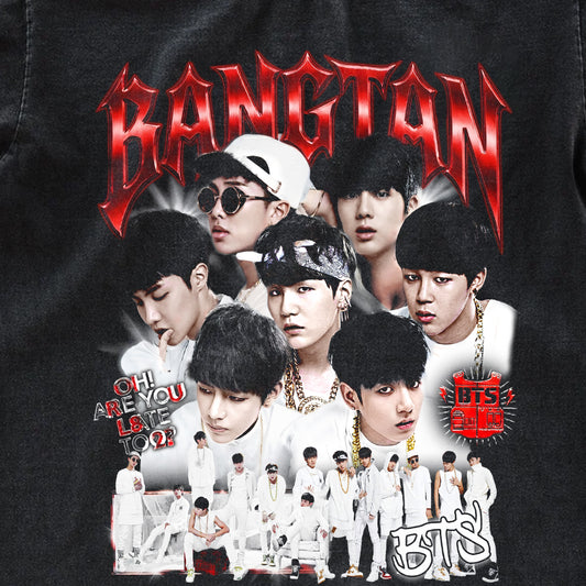 BTS Bangtan Vintage Bootleg Fan Tee | Early Era ARMY Graphic Shirt | Dark Washed Kpop Merch Gift