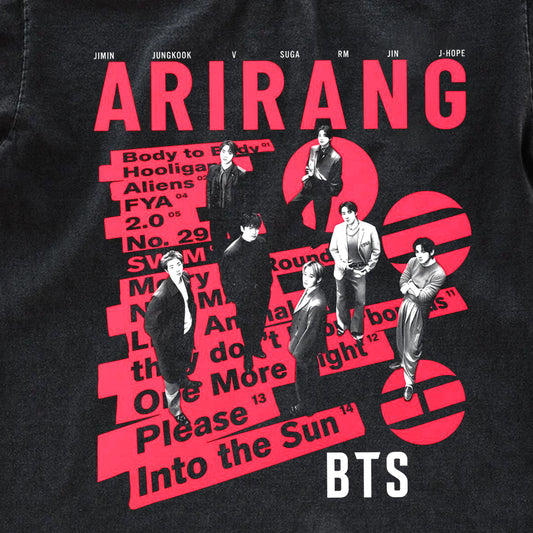 BTS Arirang Album Vintage Fan Tee | ARMY All Members Graphic Shirt | Dark Washed Kpop Merch Gift