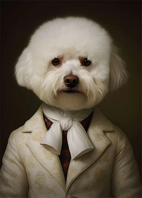 Animal Dog Portrait Art Canvas Painting Dog Dressed King Funny Posters and Prints Wall Art Pictures for Home Living Room Decor