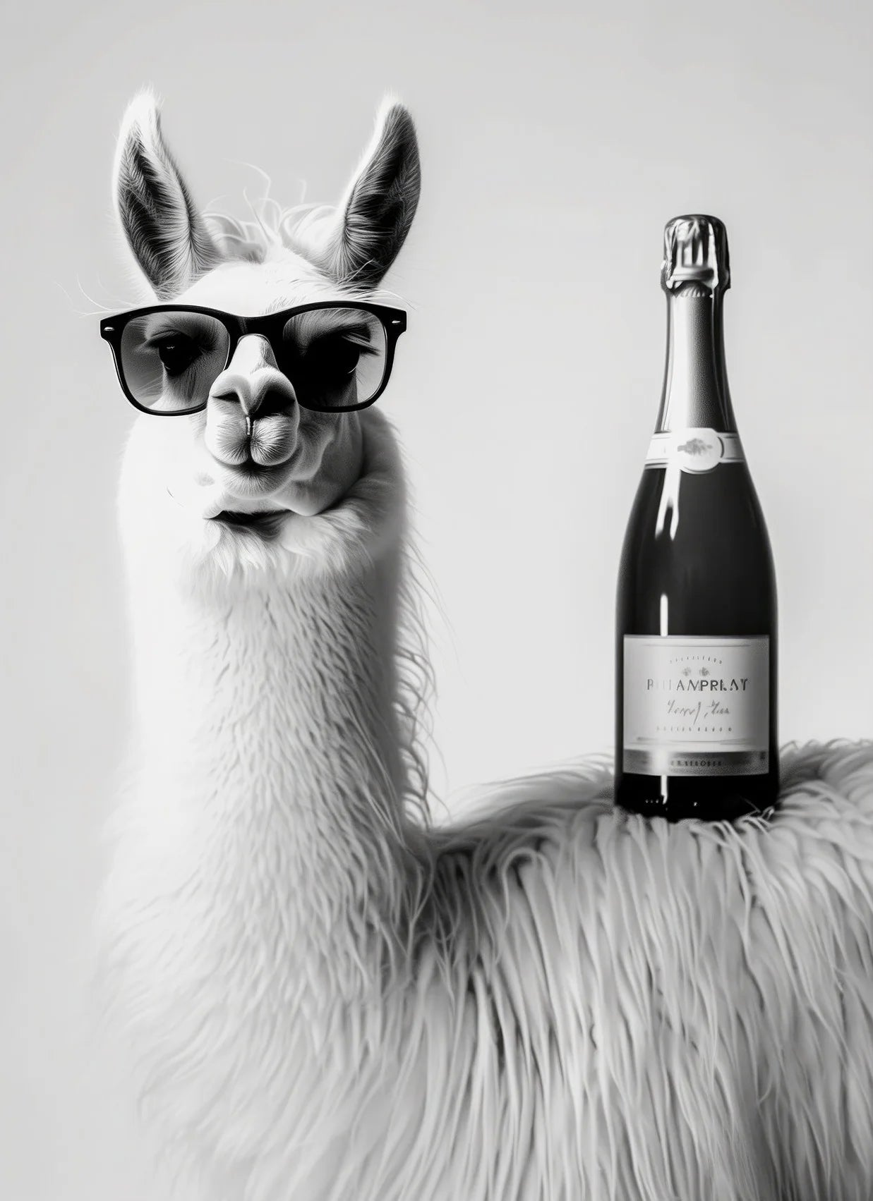 Black and White Funny Animal Poster Drinking Dog and Wine Glasses Canvas Painting Pet Wall Art Kitchen Room Home Decor Mural