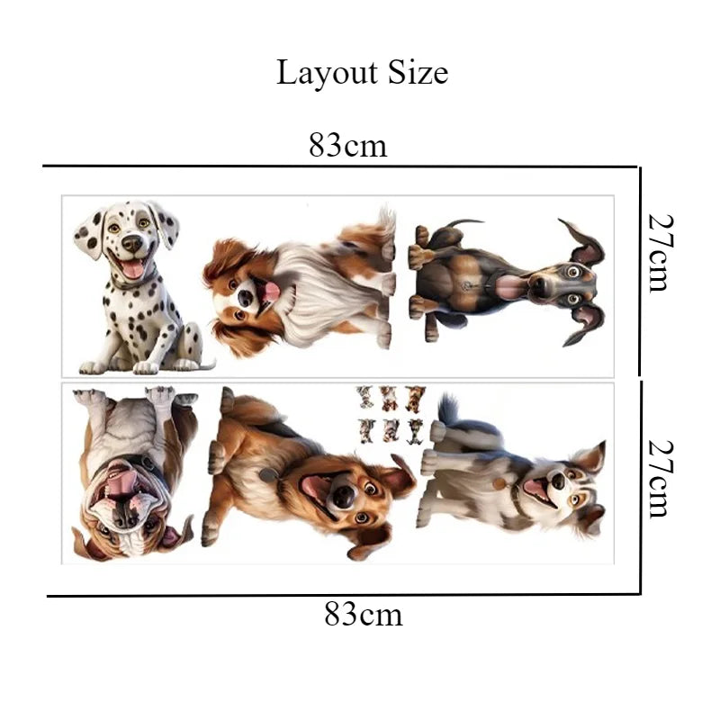 1PC Cartoon Pet Dog Wall Stickers Waterproof Vinyl Decals for Bedroom Living Room Animal Home Decoration DIY Wall Accessories