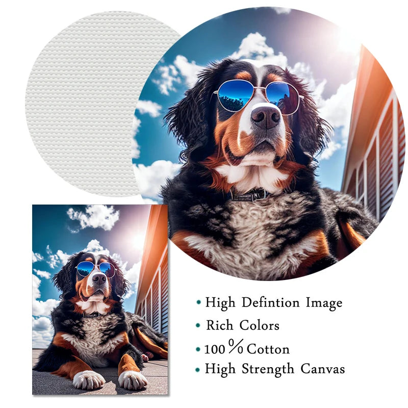 Dog Wearing Sunglasses Poster and Picture Beach Sun Cozy Wall Art Canvas Painting Bulldog KoKi Golden Retriever Print Home Decor