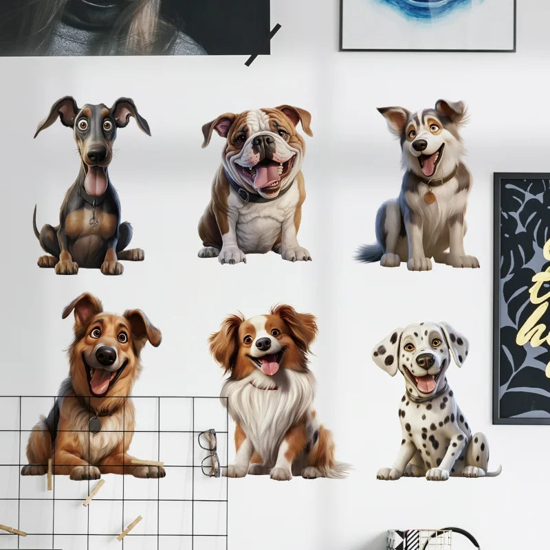 1PC Cartoon Pet Dog Wall Stickers Waterproof Vinyl Decals for Bedroom Living Room Animal Home Decoration DIY Wall Accessories