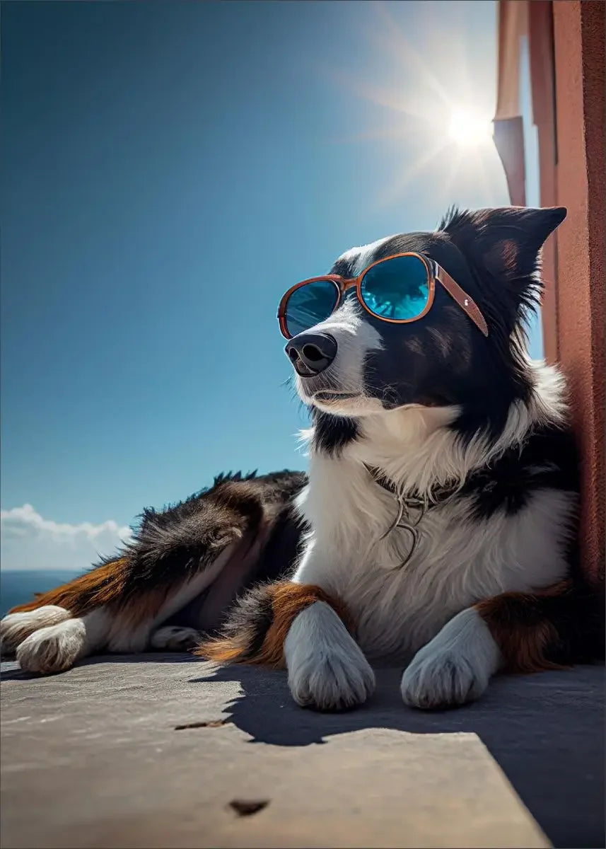 Dog Wearing Sunglasses Poster and Picture Beach Sun Cozy Wall Art Canvas Painting Bulldog KoKi Golden Retriever Print Home Decor