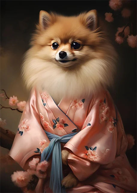 Animal Dog Portrait Art Canvas Painting Dog Dressed King Funny Posters and Prints Wall Art Pictures for Home Living Room Decor
