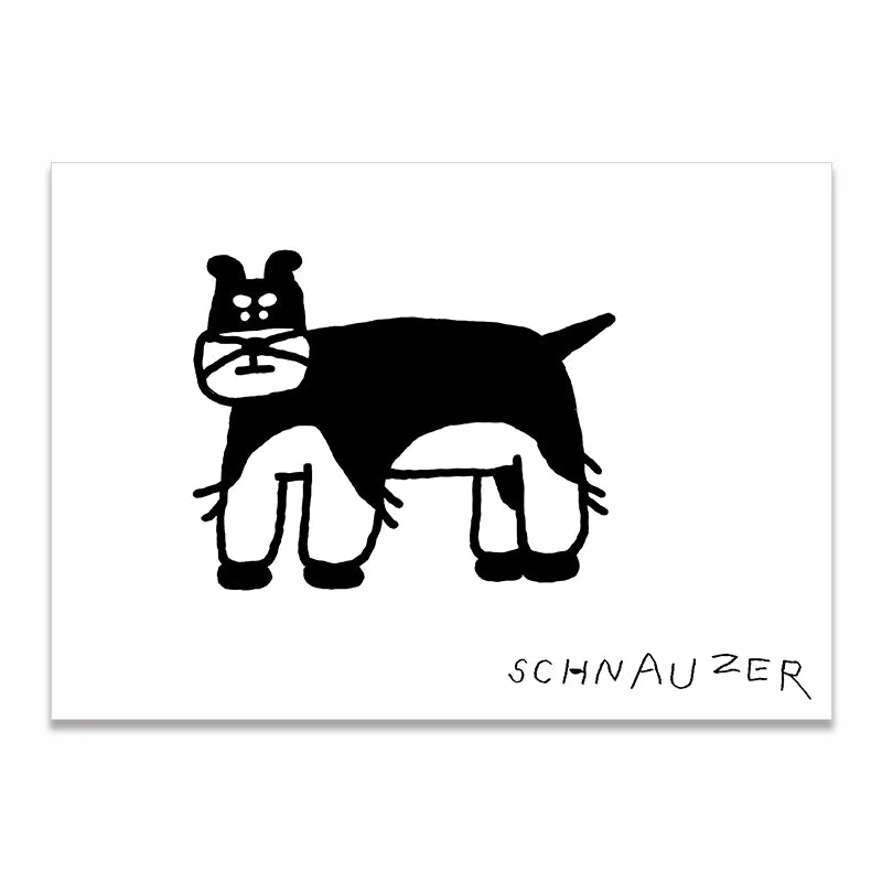 Wall Art Canvas Print Painting Poster Picture Black White Cute Animal Puppy Dog Modern Nordic Korean Living Room Home Decor