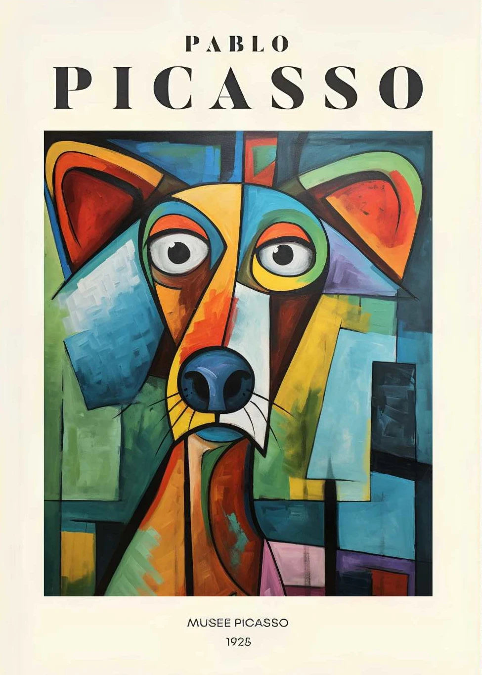 Picasso Exhibition Dog Poster Neutral Beige Vintage Minimalist Prints Canvas Painting Wall Art Pictures Home Room Modern Decor