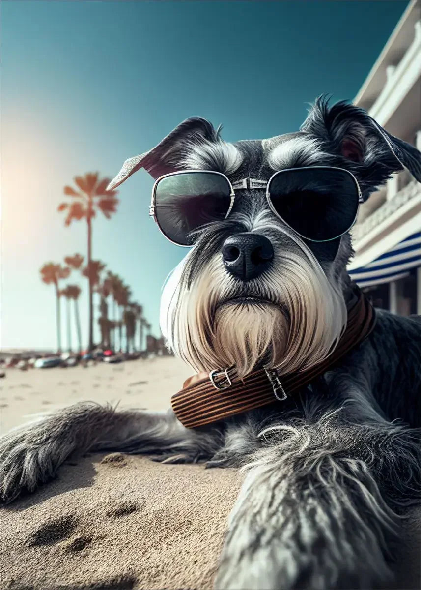Dog Wearing Sunglasses Poster and Picture Beach Sun Cozy Wall Art Canvas Painting Bulldog KoKi Golden Retriever Print Home Decor