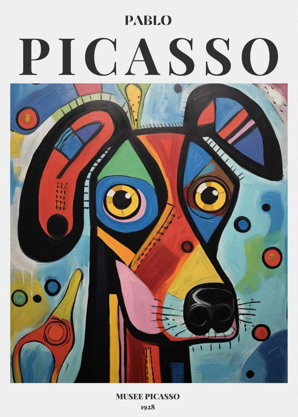 Picasso Exhibition Dog Poster Neutral Beige Vintage Minimalist Prints Canvas Painting Wall Art Pictures Home Room Modern Decor
