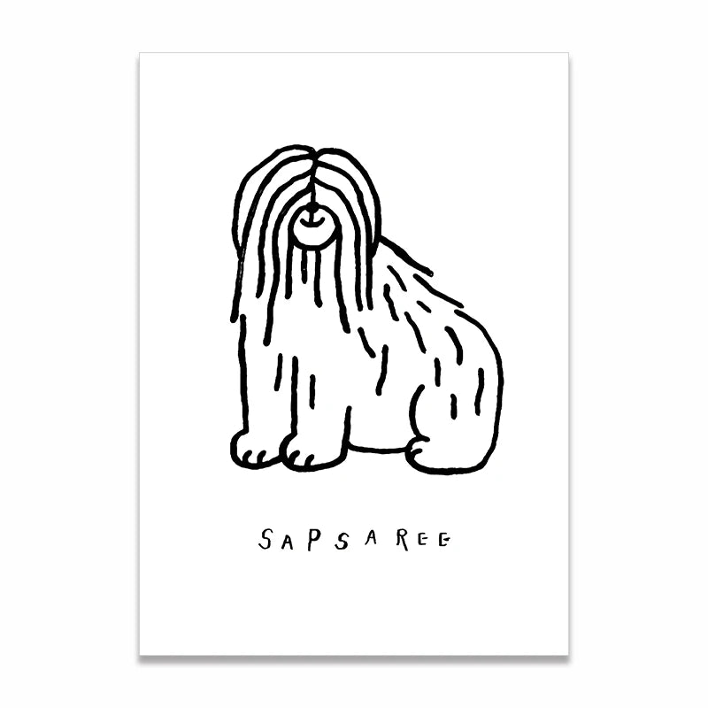 Wall Art Canvas Print Painting Poster Picture Black White Cute Animal Puppy Dog Modern Nordic Korean Living Room Home Decor