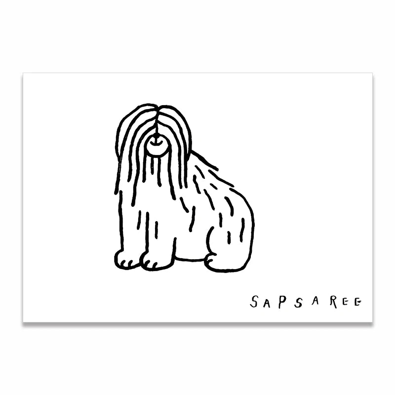 Wall Art Canvas Print Painting Poster Picture Black White Cute Animal Puppy Dog Modern Nordic Korean Living Room Home Decor