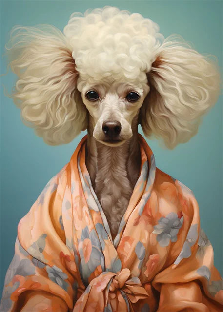 Animal Dog Portrait Art Canvas Painting Dog Dressed King Funny Posters and Prints Wall Art Pictures for Home Living Room Decor