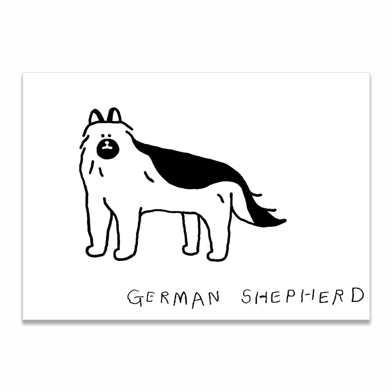 Wall Art Canvas Print Painting Poster Picture Black White Cute Animal Puppy Dog Modern Nordic Korean Living Room Home Decor