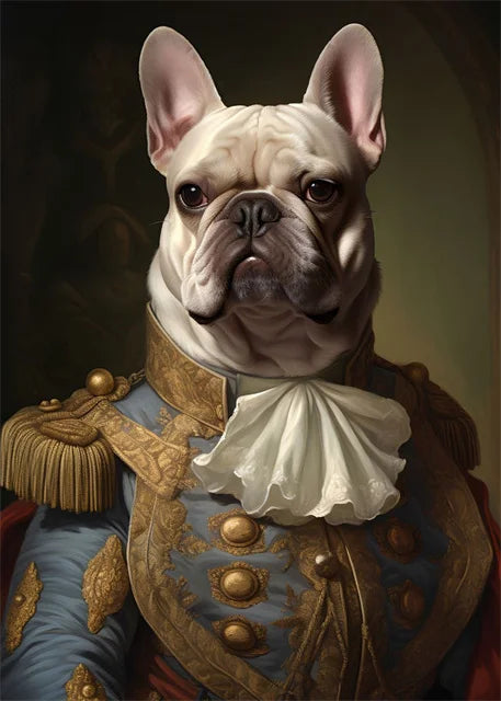 Animal Dog Portrait Art Canvas Painting Dog Dressed King Funny Posters and Prints Wall Art Pictures for Home Living Room Decor