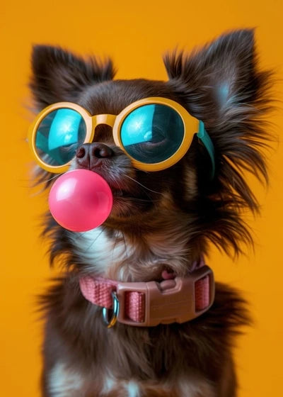 Animals Funny Prints Dog Colorful Bubblegum Sunglasses Poster Samoyed French Bulldog Canvas Painting Wall Art Picture Home Decor
