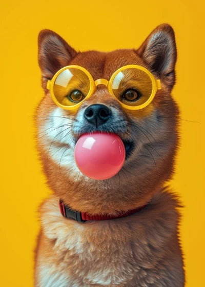 Animals Funny Prints Dog Colorful Bubblegum Sunglasses Poster Samoyed French Bulldog Canvas Painting Wall Art Picture Home Decor
