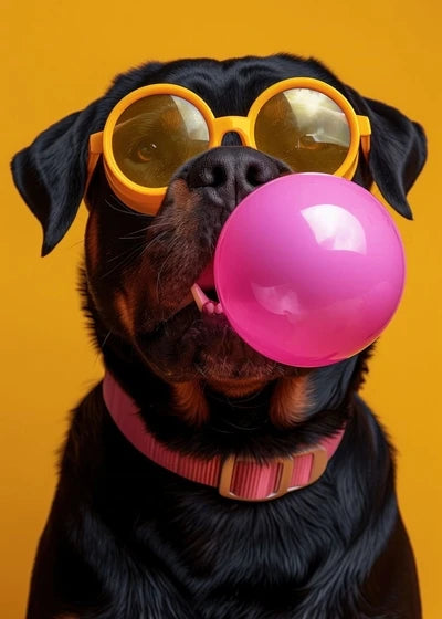 Animals Funny Prints Dog Colorful Bubblegum Sunglasses Poster Samoyed French Bulldog Canvas Painting Wall Art Picture Home Decor