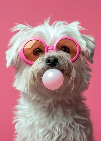 Animals Funny Prints Dog Colorful Bubblegum Sunglasses Poster Samoyed French Bulldog Canvas Painting Wall Art Picture Home Decor
