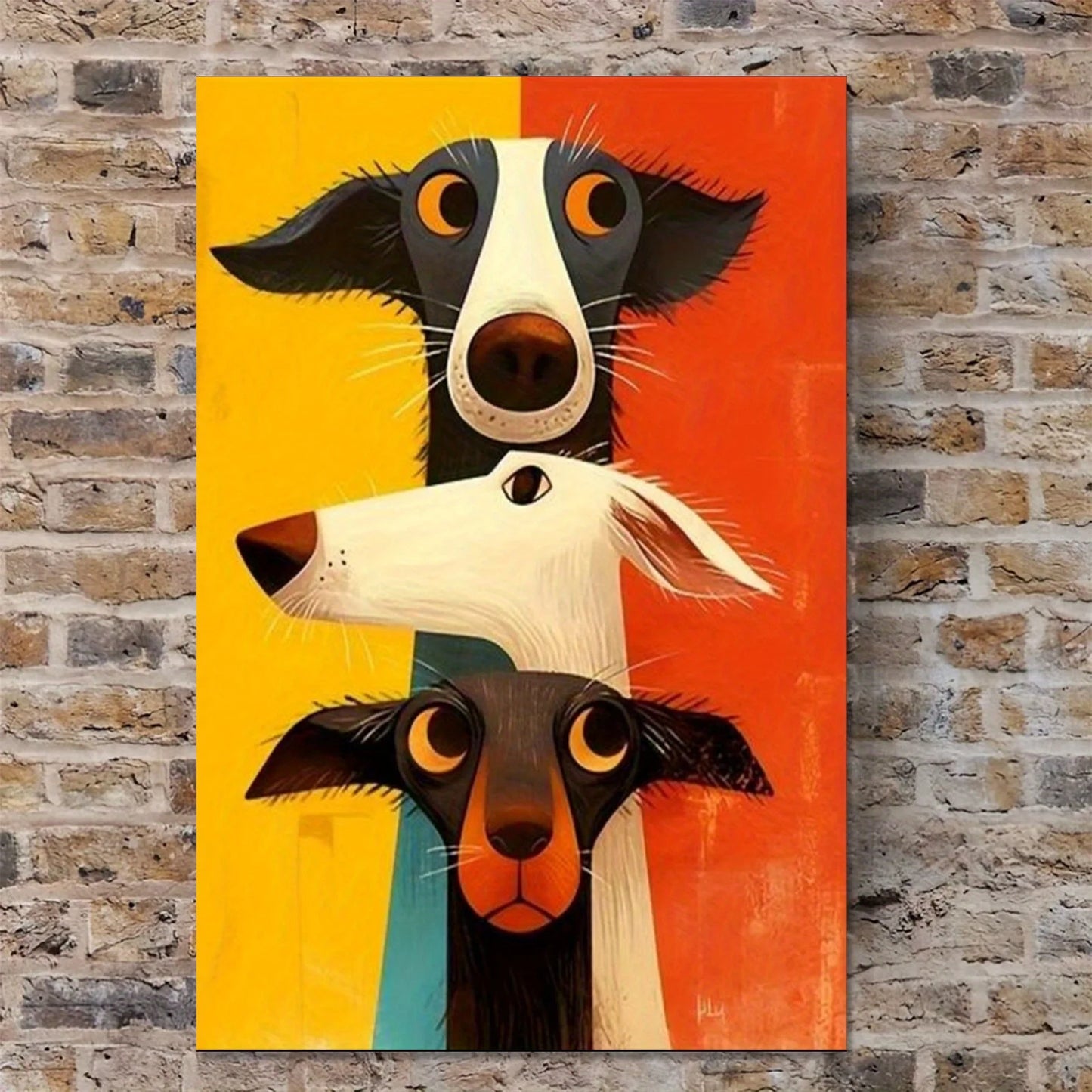 Three Fantasy Dog Poster Prints Modern Abstract Animal Canvas Painting Cartoon Wall Art Picture for Living Room Home Decor Gift