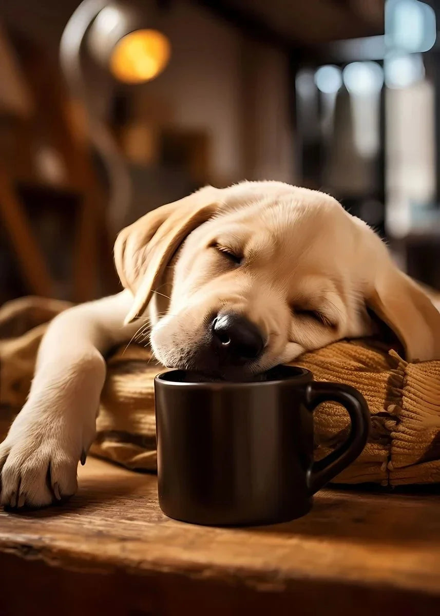 Cute Dogs Golden Retriever French Bulldog Pup Coffee Poster Print Canvas Painting Funny Animal Wall Art Kitchen Room Home Decor