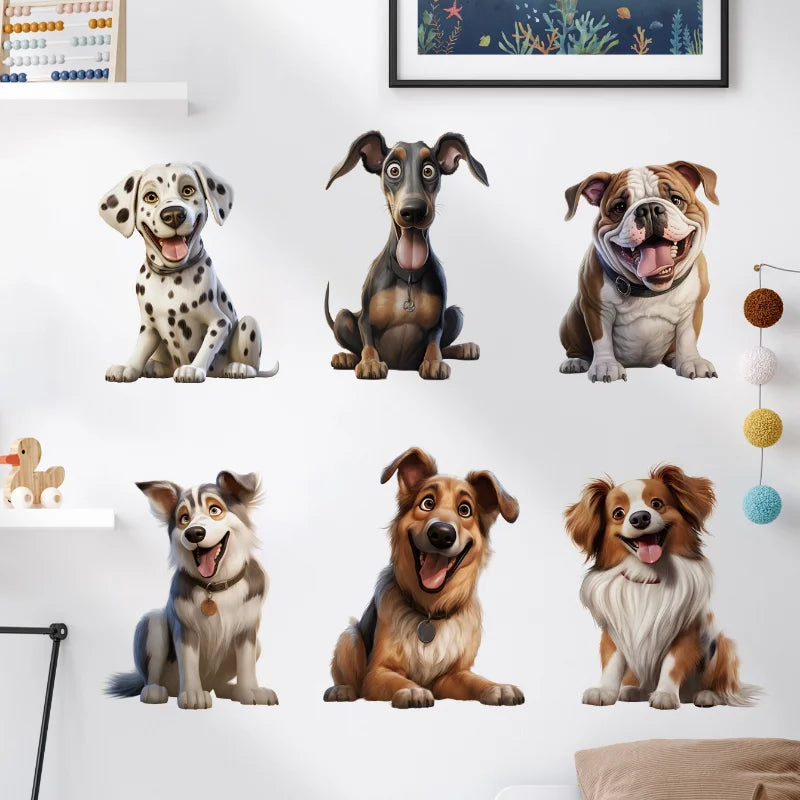 1PC Cartoon Pet Dog Wall Stickers Waterproof Vinyl Decals for Bedroom Living Room Animal Home Decoration DIY Wall Accessories