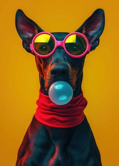 Animals Funny Prints Dog Colorful Bubblegum Sunglasses Poster Samoyed French Bulldog Canvas Painting Wall Art Picture Home Decor