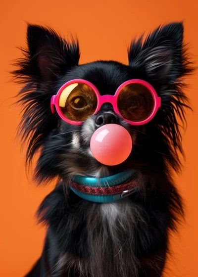 Animals Funny Prints Dog Colorful Bubblegum Sunglasses Poster Samoyed French Bulldog Canvas Painting Wall Art Picture Home Decor