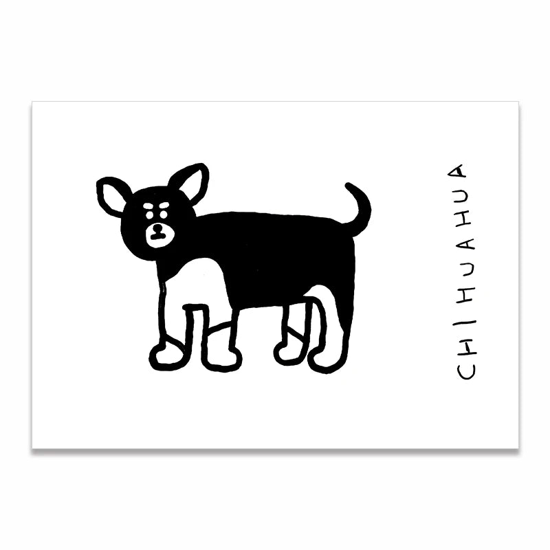 Wall Art Canvas Print Painting Poster Picture Black White Cute Animal Puppy Dog Modern Nordic Korean Living Room Home Decor