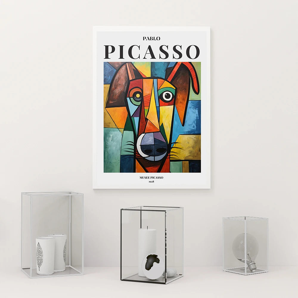 Picasso Exhibition Dog Poster Neutral Beige Vintage Minimalist Prints Canvas Painting Wall Art Pictures Home Room Modern Decor