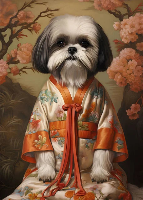 Animal Dog Portrait Art Canvas Painting Dog Dressed King Funny Posters and Prints Wall Art Pictures for Home Living Room Decor