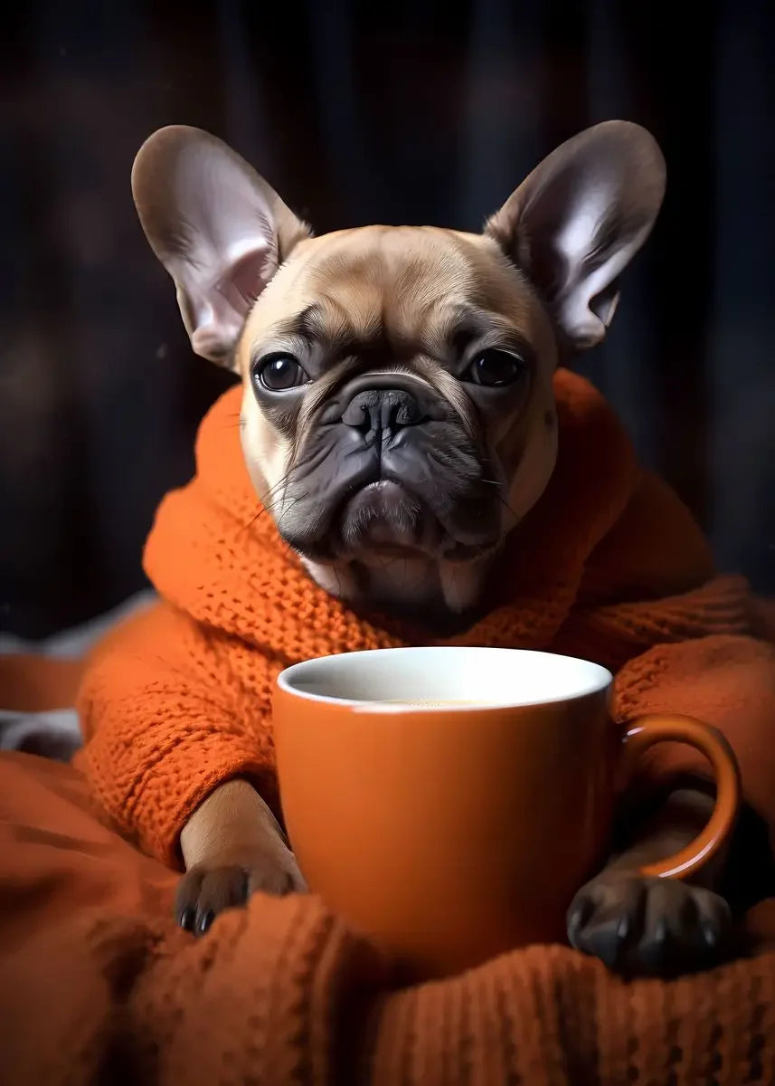 Cute Dogs Golden Retriever French Bulldog Pup Coffee Poster Print Canvas Painting Funny Animal Wall Art Kitchen Room Home Decor
