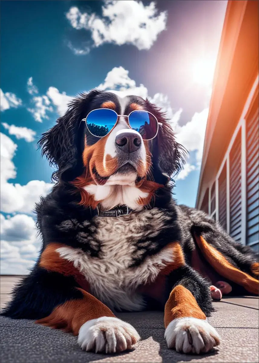Dog Wearing Sunglasses Poster and Picture Beach Sun Cozy Wall Art Canvas Painting Bulldog KoKi Golden Retriever Print Home Decor