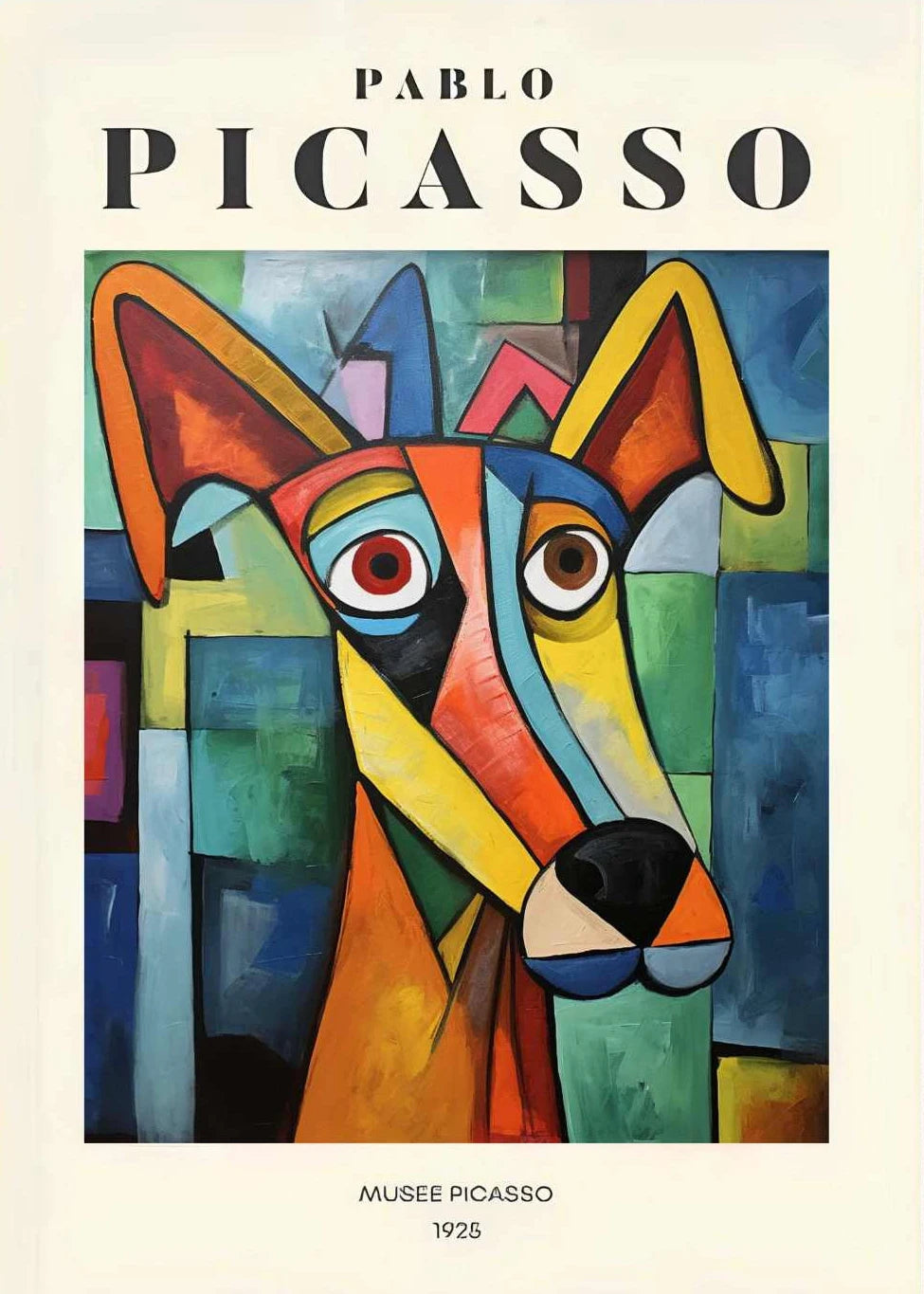 Picasso Exhibition Dog Poster Neutral Beige Vintage Minimalist Prints Canvas Painting Wall Art Pictures Home Room Modern Decor